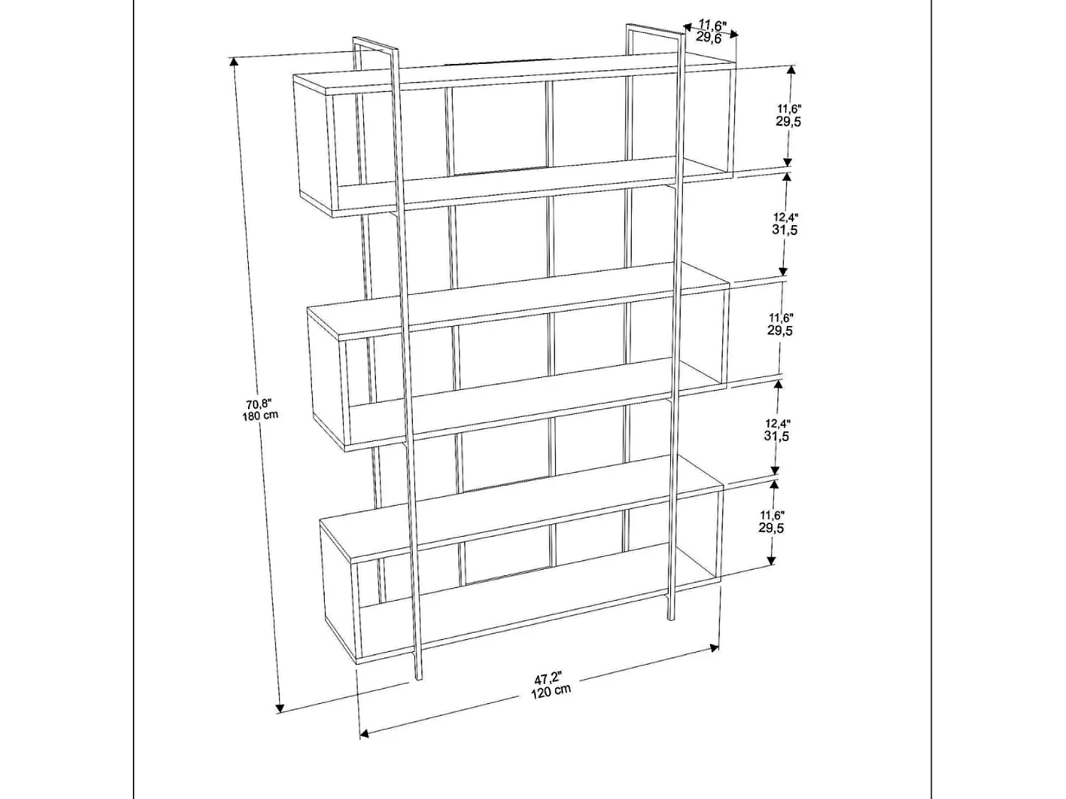 Bibliothèque contemporaine vert 180cm LULI
