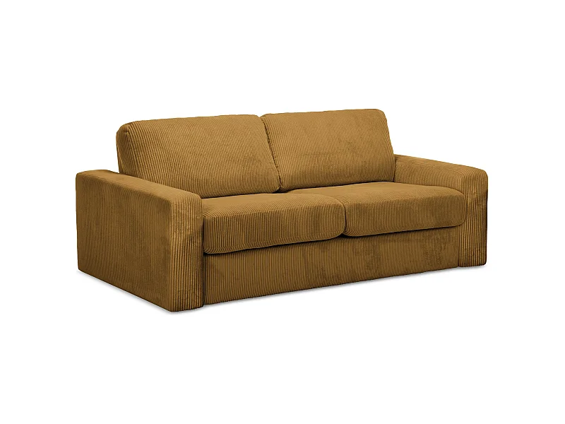 3-Sitzer Sofa mit Schlaffunktion - - Cord - Senf - NONA