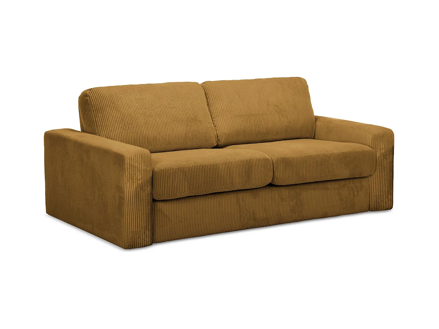 Driezits-slaapbank van mosterdgeel ribfluweel - NONA