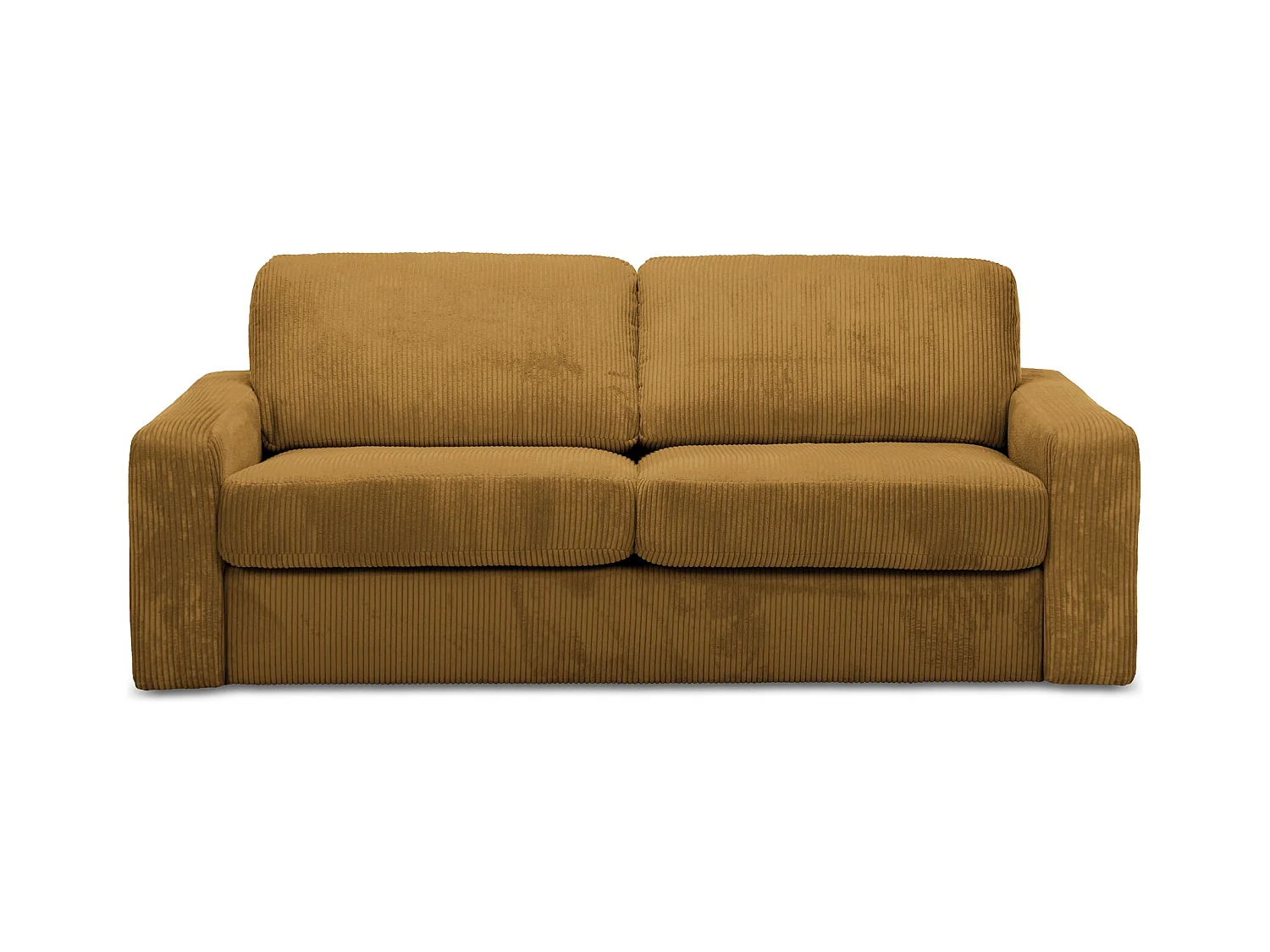 Driezits-slaapbank van mosterdgeel ribfluweel - NONA