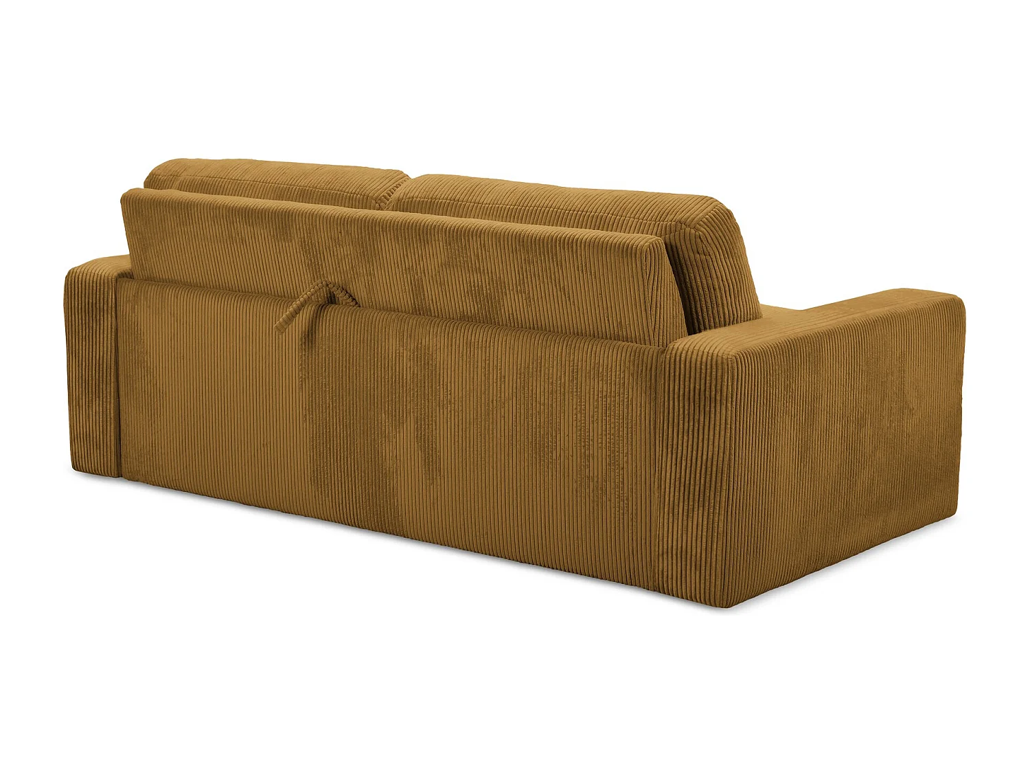 Driezits-slaapbank van mosterdgeel ribfluweel - NONA