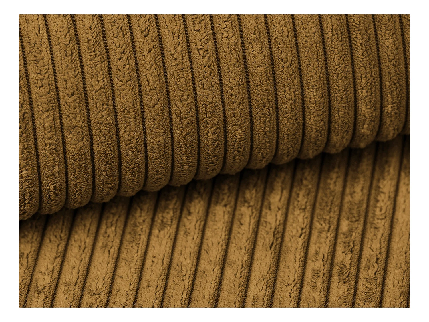 Driezits-slaapbank van mosterdgeel ribfluweel - NONA