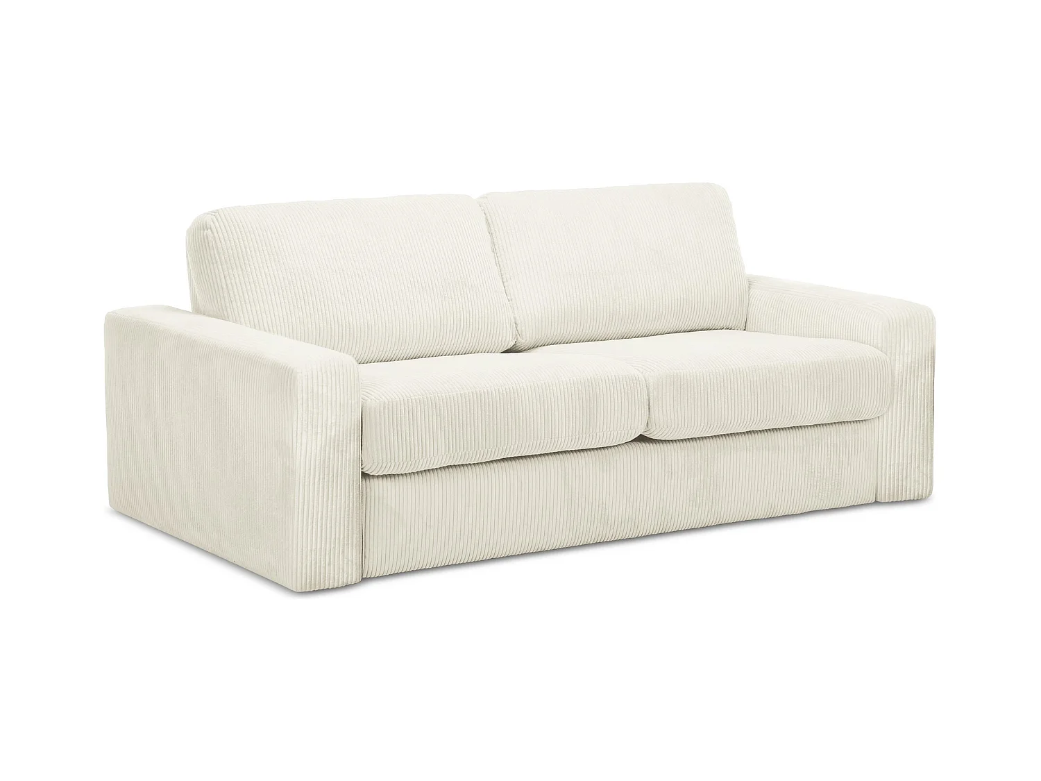 Driezits-slaapbank van lichtbeige ribfluweel - NONA