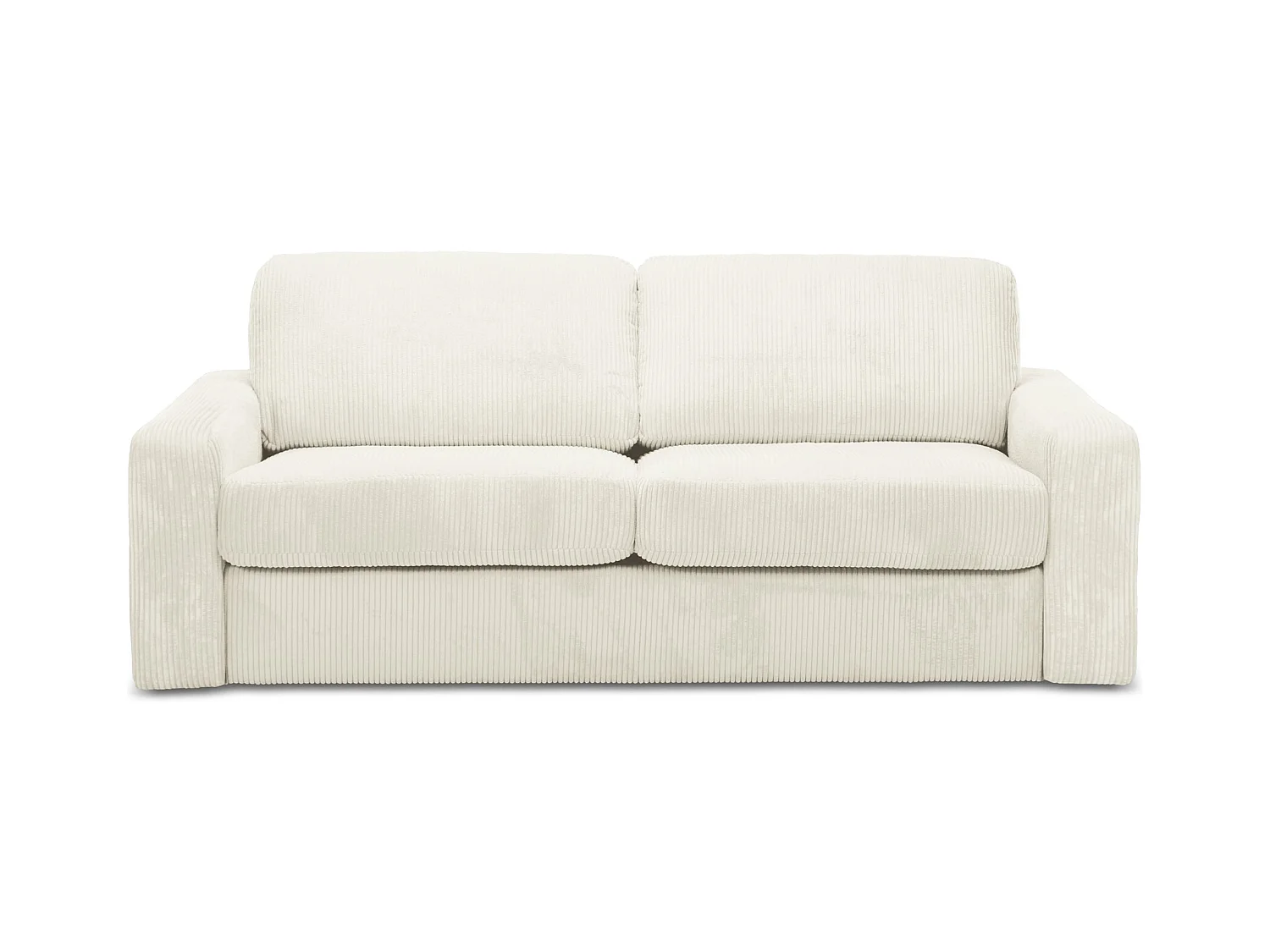 Driezits-slaapbank van lichtbeige ribfluweel - NONA