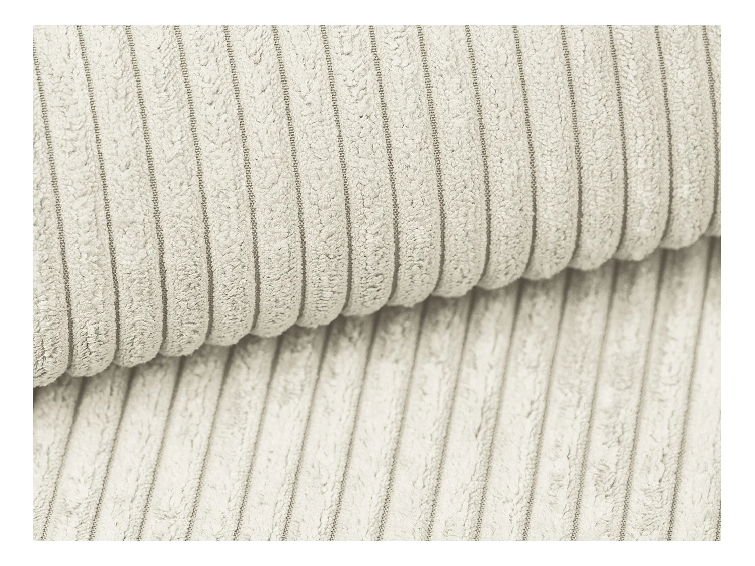 Driezits-slaapbank van lichtbeige ribfluweel - NONA