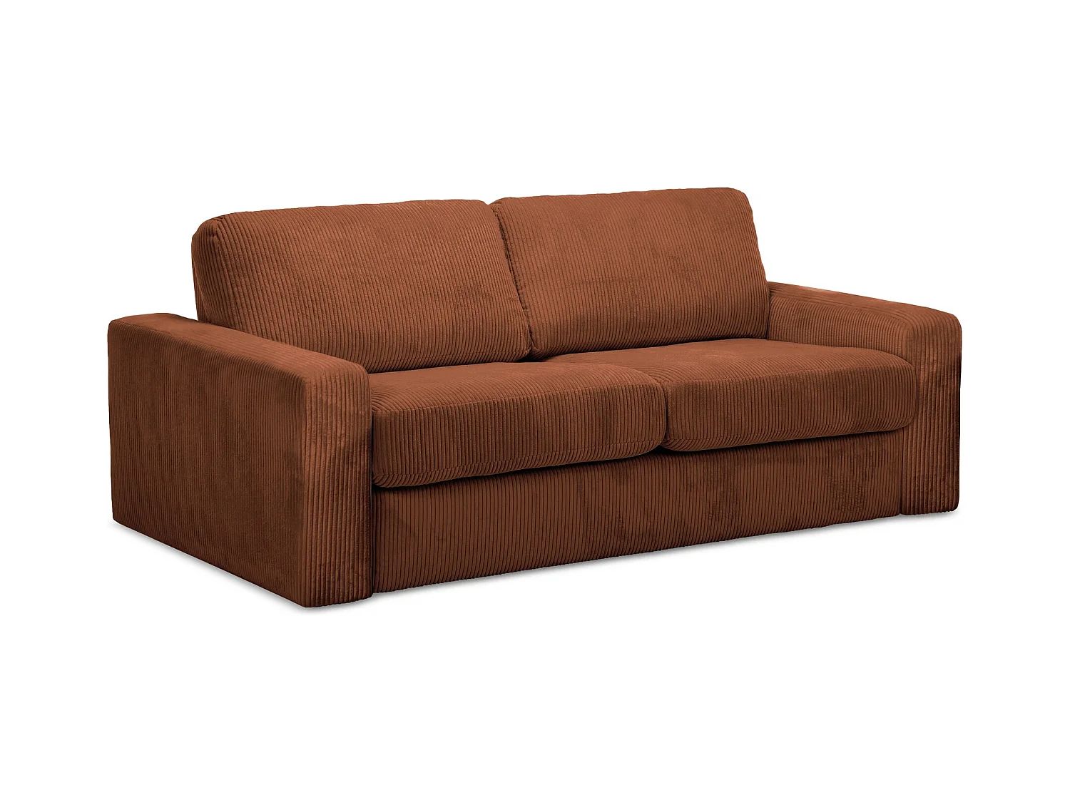 3-Sitzer Sofa mit Schlaffunktion - - Cord - Terrakotta - NONA