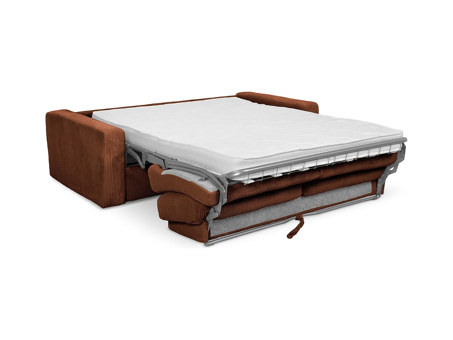 Sofá cama de 3 plazas de tela pana terracota - NONA