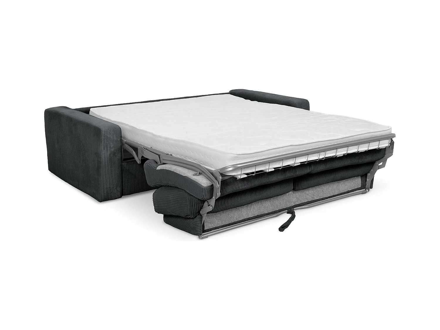 3-Sitzer Sofa mit Schlaffunktion - - Cord - Dunkelgrau - NONA