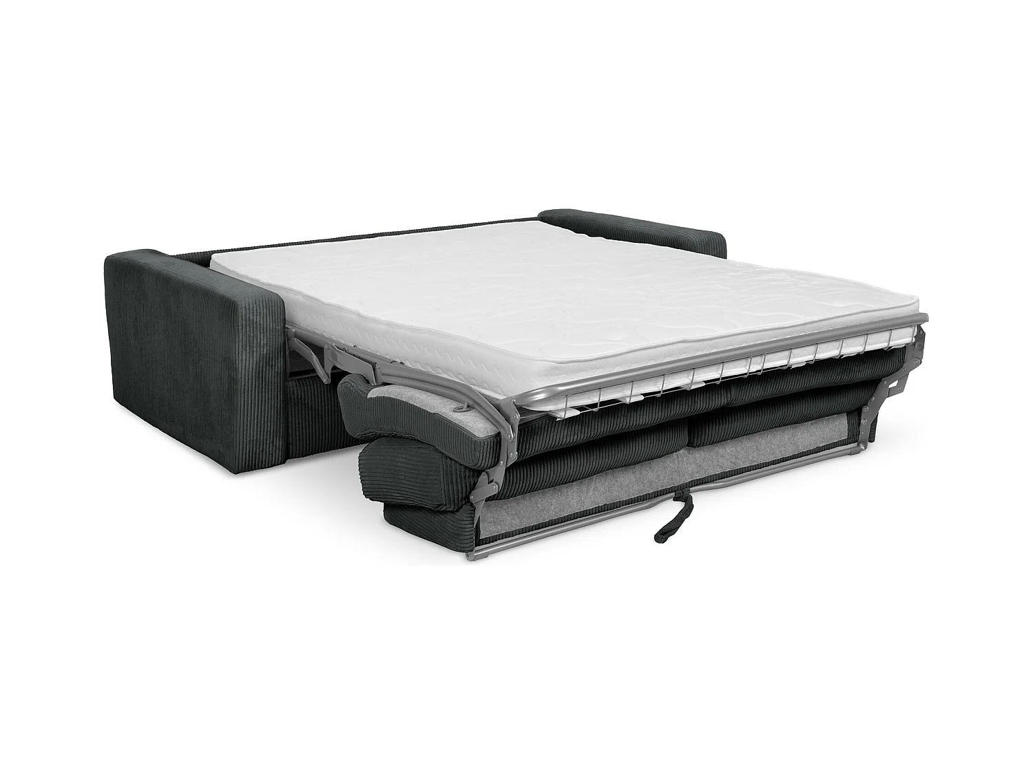 Canapé 3 places convertible en Velours côtelé - gris foncé - NONA