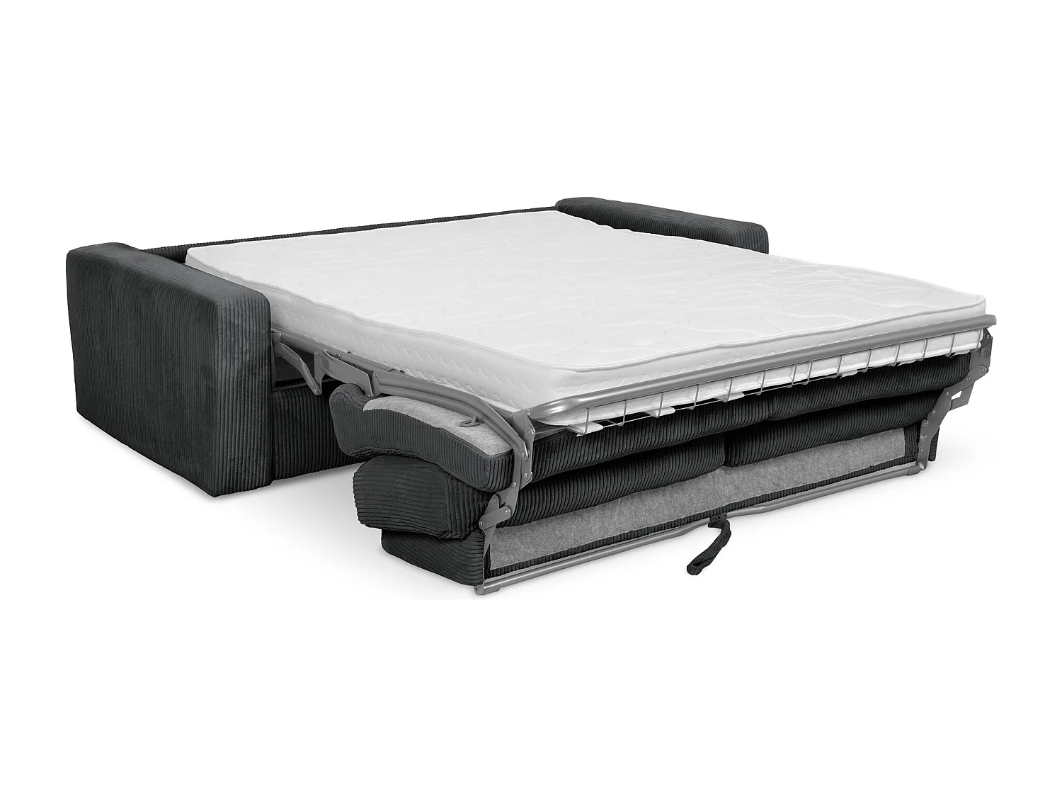 Canapé 3 places convertible en Velours côtelé - gris foncé - NONA