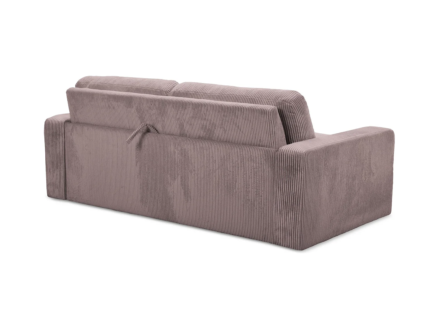 Driezits-slaapbank van gedempt roze ribfluweel - NONA