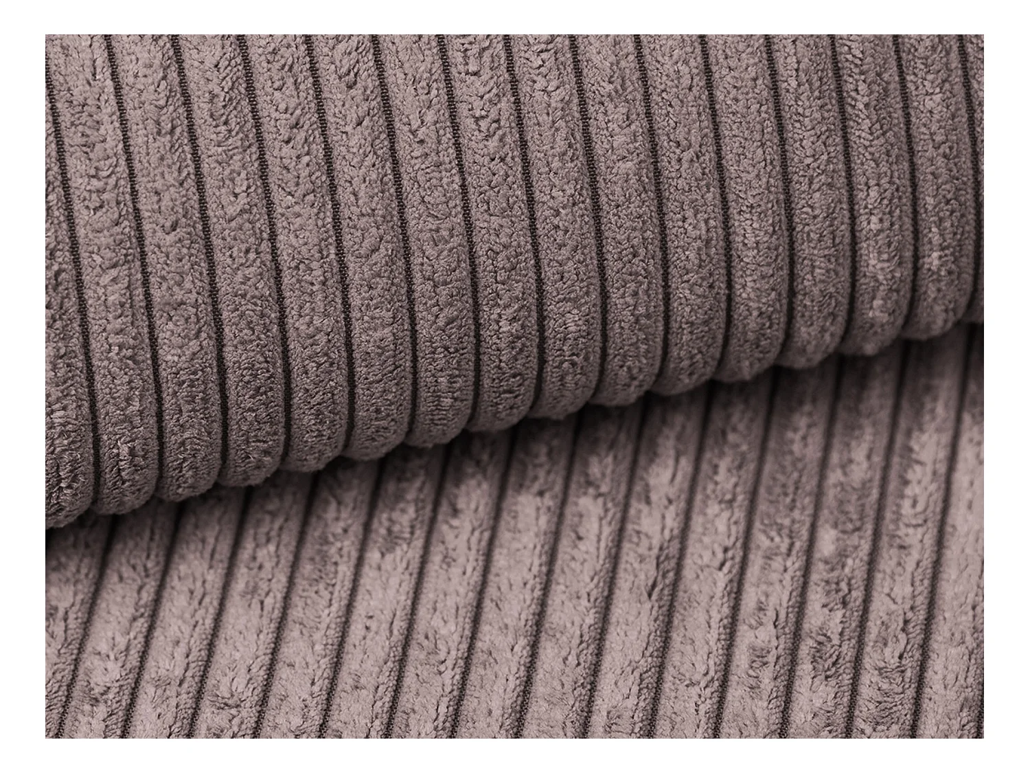 Driezits-slaapbank van gedempt roze ribfluweel - NONA