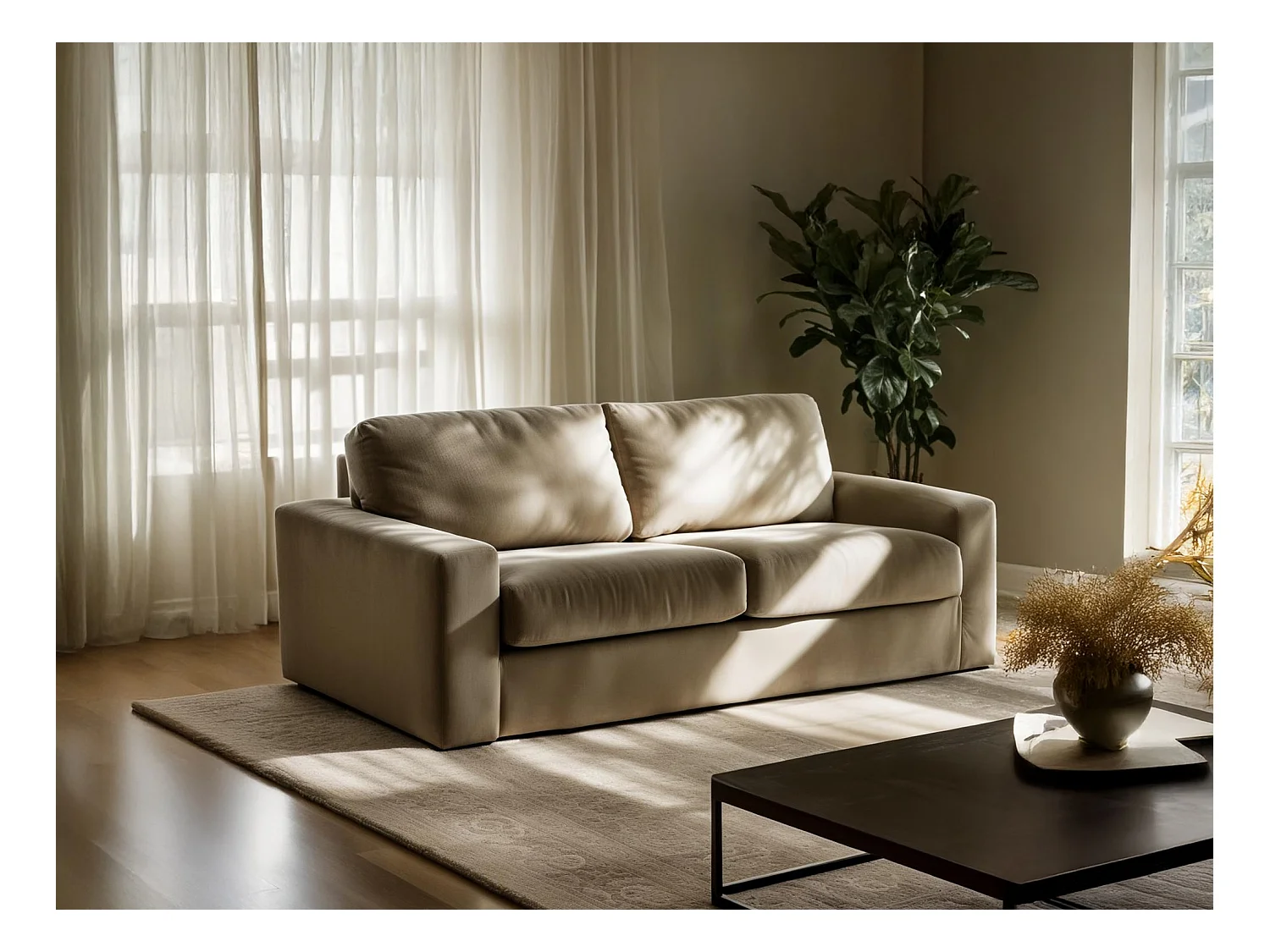 3-Sitzer Sofa mit Schlaffunktion - - Cord - Hellgrau - NONA