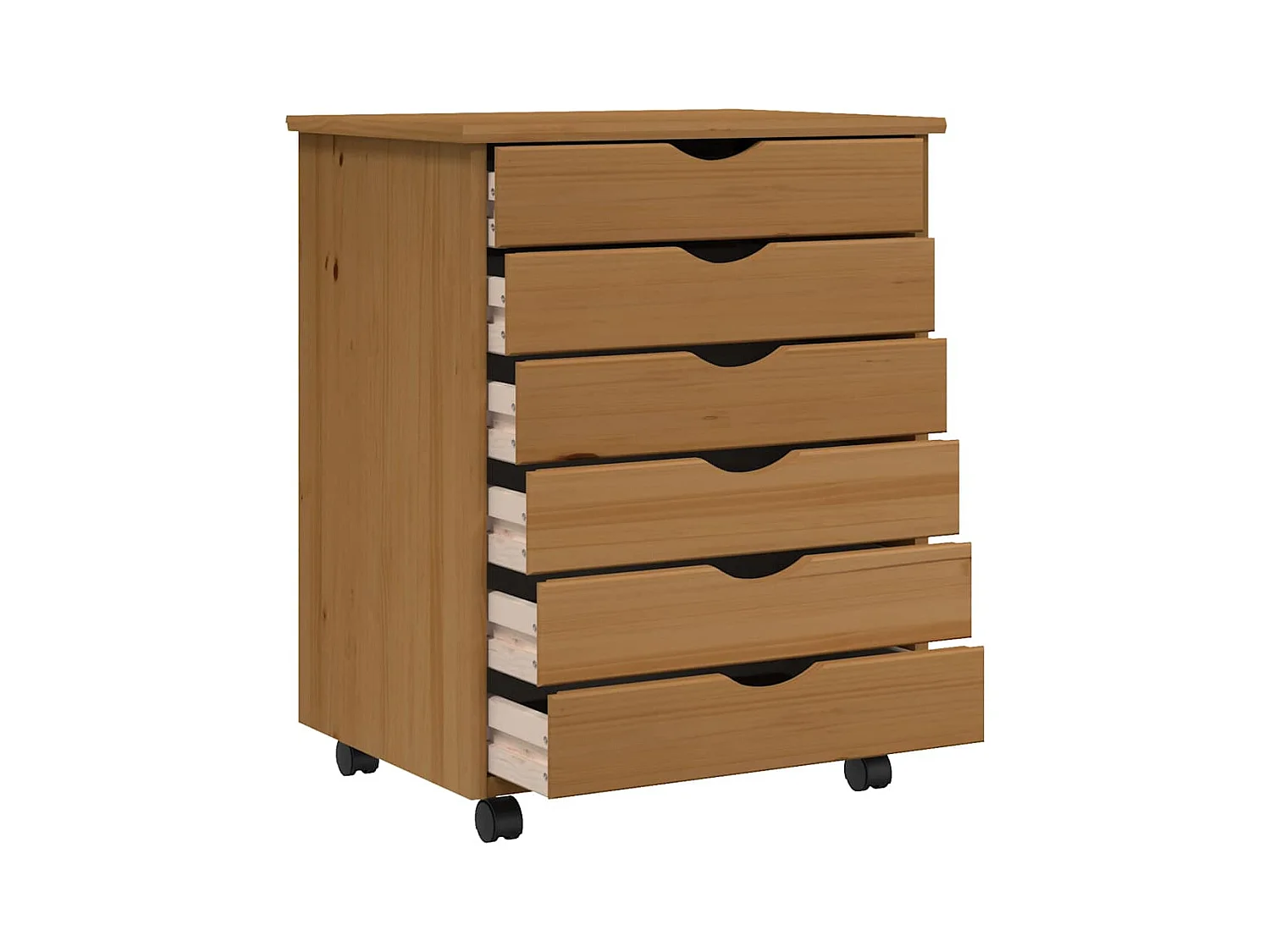 Cajonera con ruedas MOSS madera maciza pino marrón miel