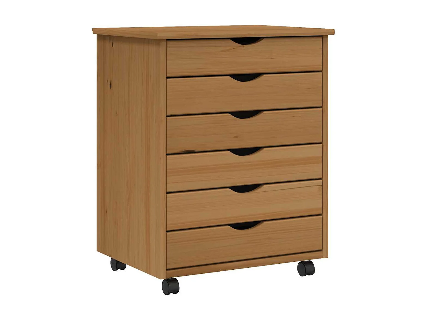 Armoire roulante avec tiroirs MOSS bois de pin marron miel