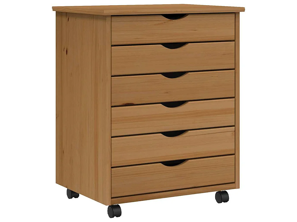 Armário c/ rodas e gavetas MOSS pinho maciço castanho-mel