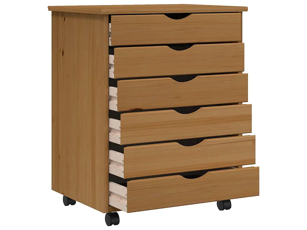 Armário c/ rodas e gavetas MOSS pinho maciço castanho-mel