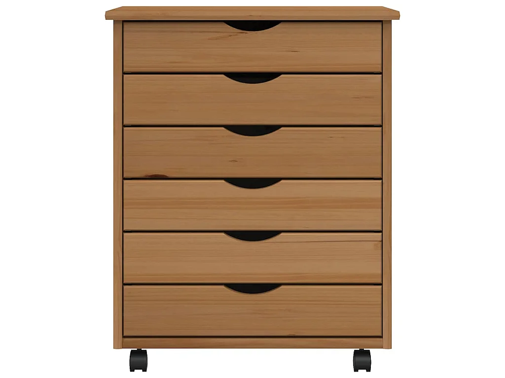 Armário c/ rodas e gavetas MOSS pinho maciço castanho-mel