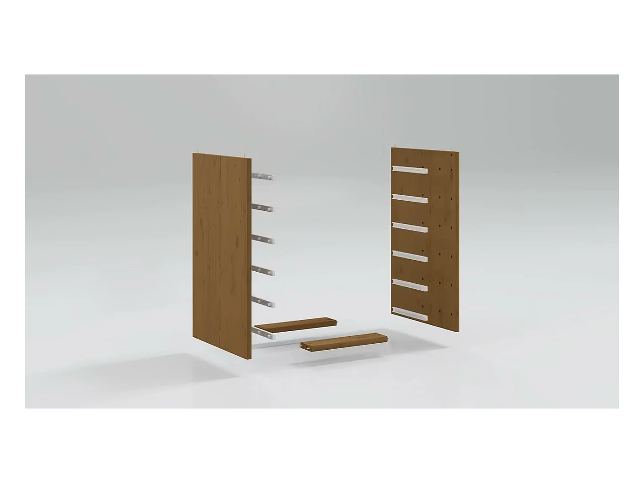 Armoire roulante avec tiroirs MOSS bois de pin marron miel