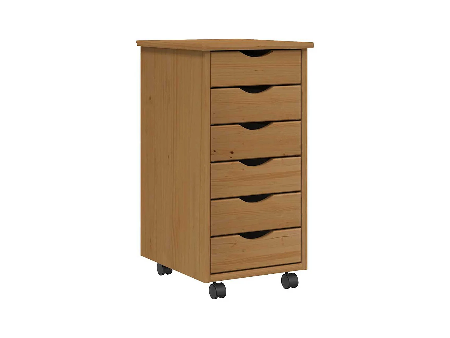 Szafka na kółkach z szufladami MOSS z litego drewna sosnowego - Brązowy Miód - 6 szuflad