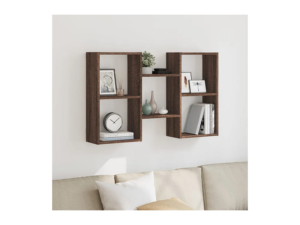 Półka ścienna dębowa brązowa 96x18x60 cm drewno inżynieryjne - Oszczędność miejsca i styl dla Twojego wnętrza