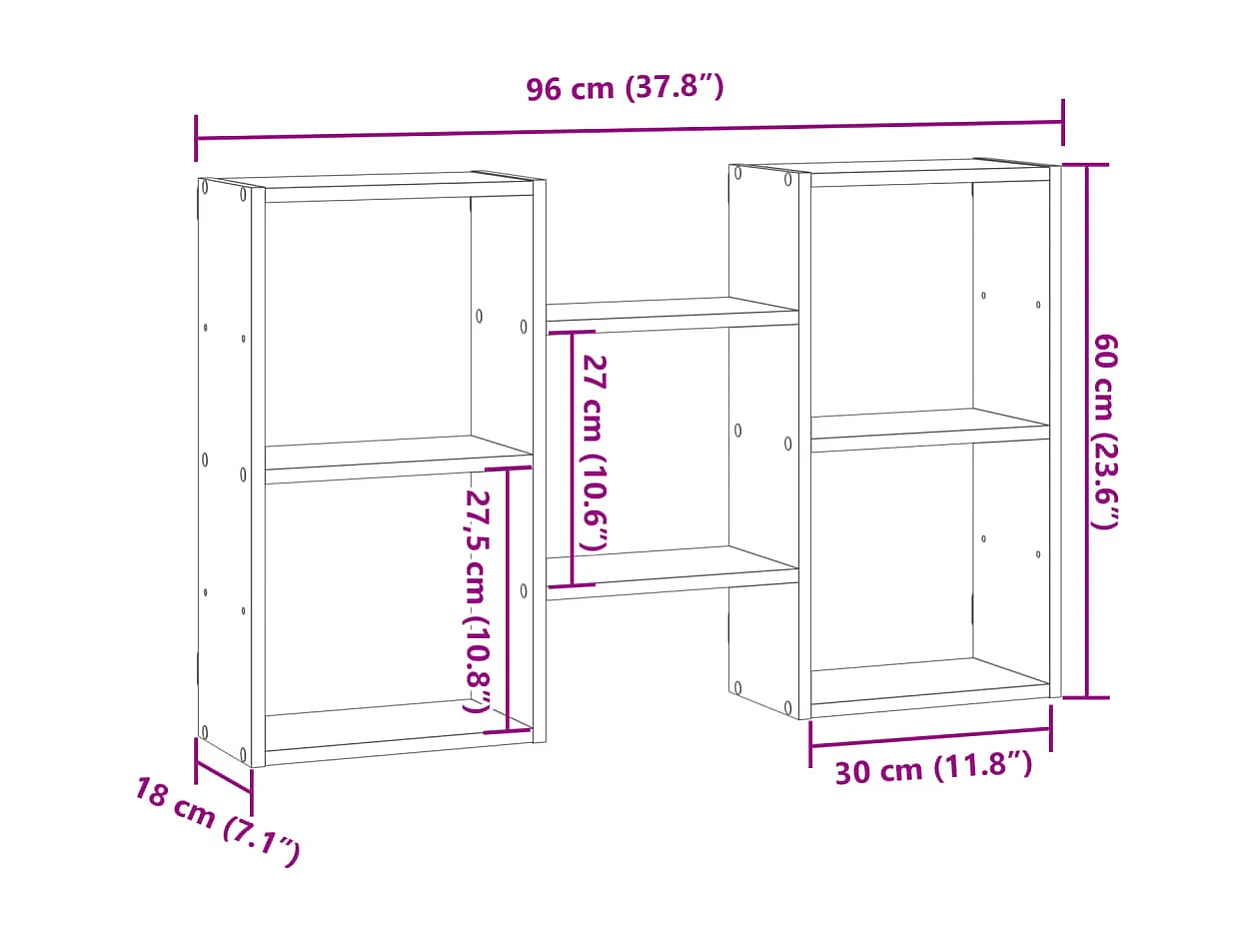 Wandschap 96x18x60 cm bewerkt hout bruin eikenkleurig