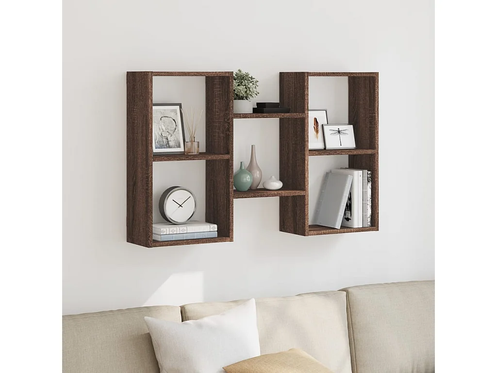 Wandschap 96x18x60 cm bewerkt hout bruin eikenkleurig