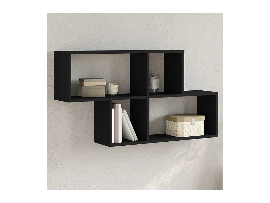 Étagère murale noir 100x20x53 cm bois d'ingénierie