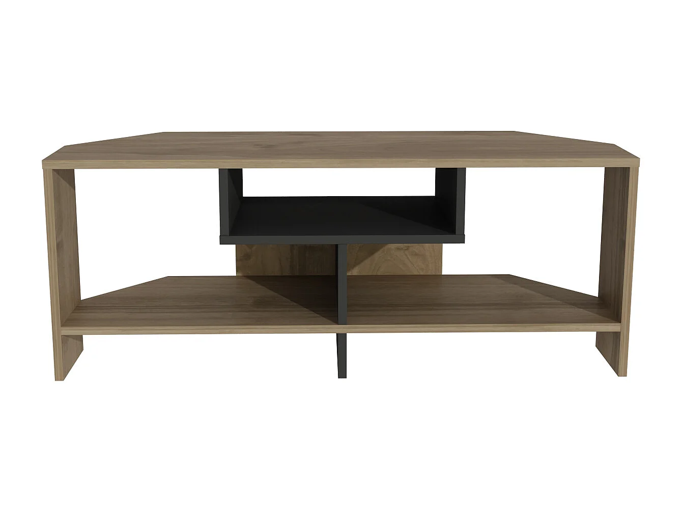 Maldiv Meuble TV d'angle 120 cm Niches Design (Noyer et Noir)