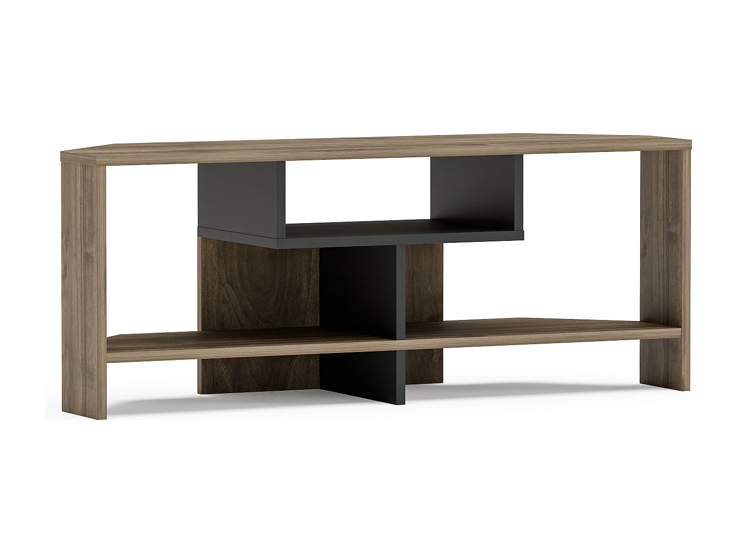 Decorotika Maldives Corner TV Unit with Open Shelves for TVs up to 47 Inches