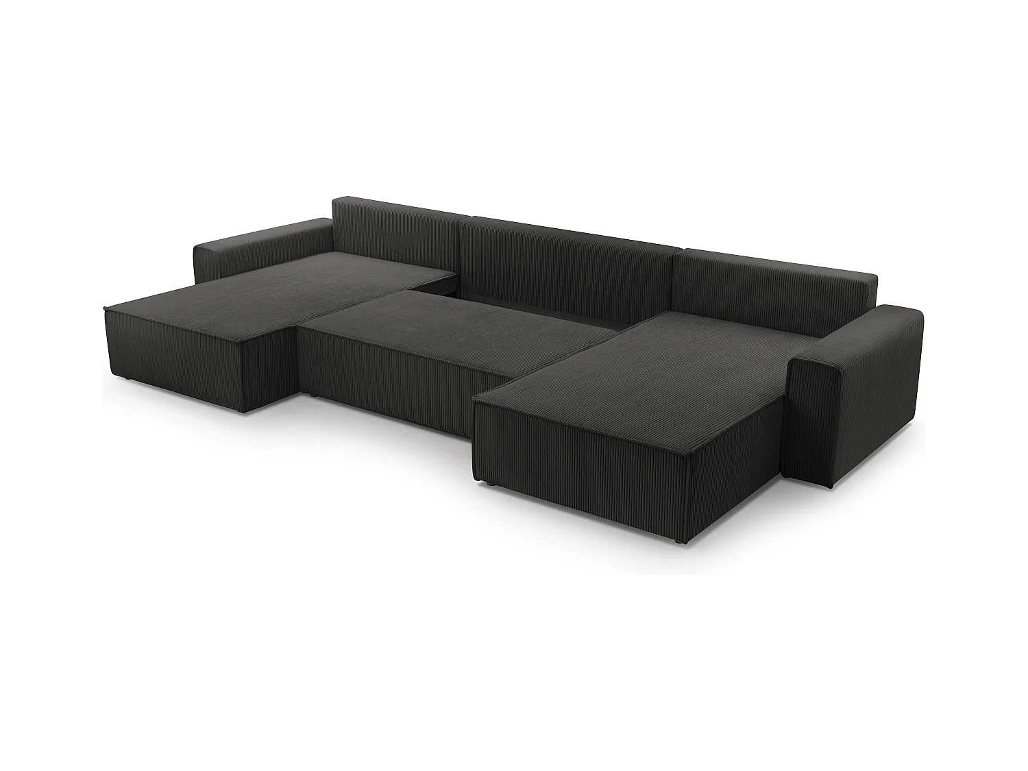 AX LIVING Canapé panoramique Cedria U 389 gris foncé avec fonction lit