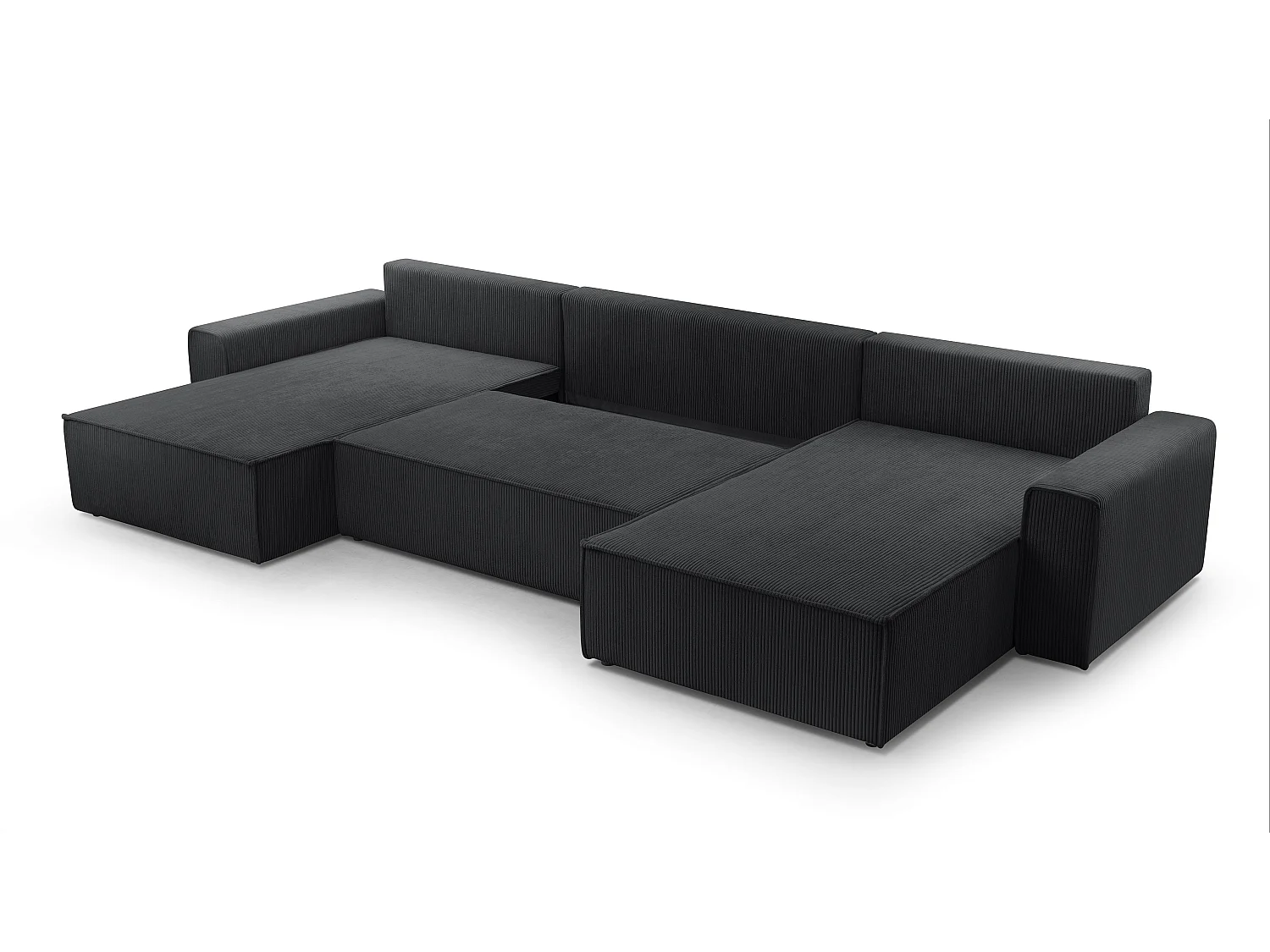 AX LIVING Canapé panoramique Cedria U 389 gris foncé avec fonction lit