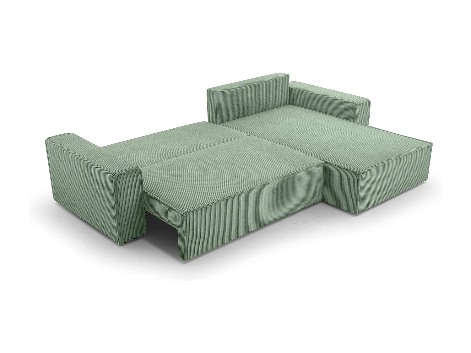 AX LIVING Cedria L hoekbank in saliegroen – 287 cm met slaapfunctie