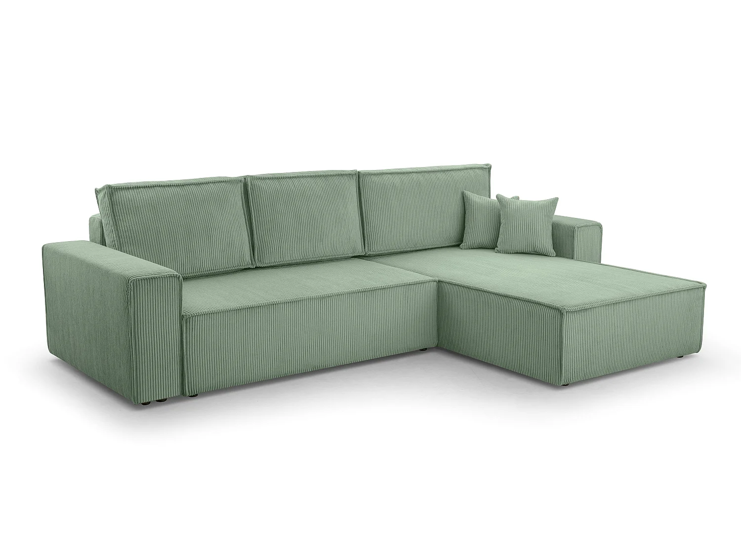AX LIVING Cedria L hoekbank in saliegroen – 287 cm met slaapfunctie