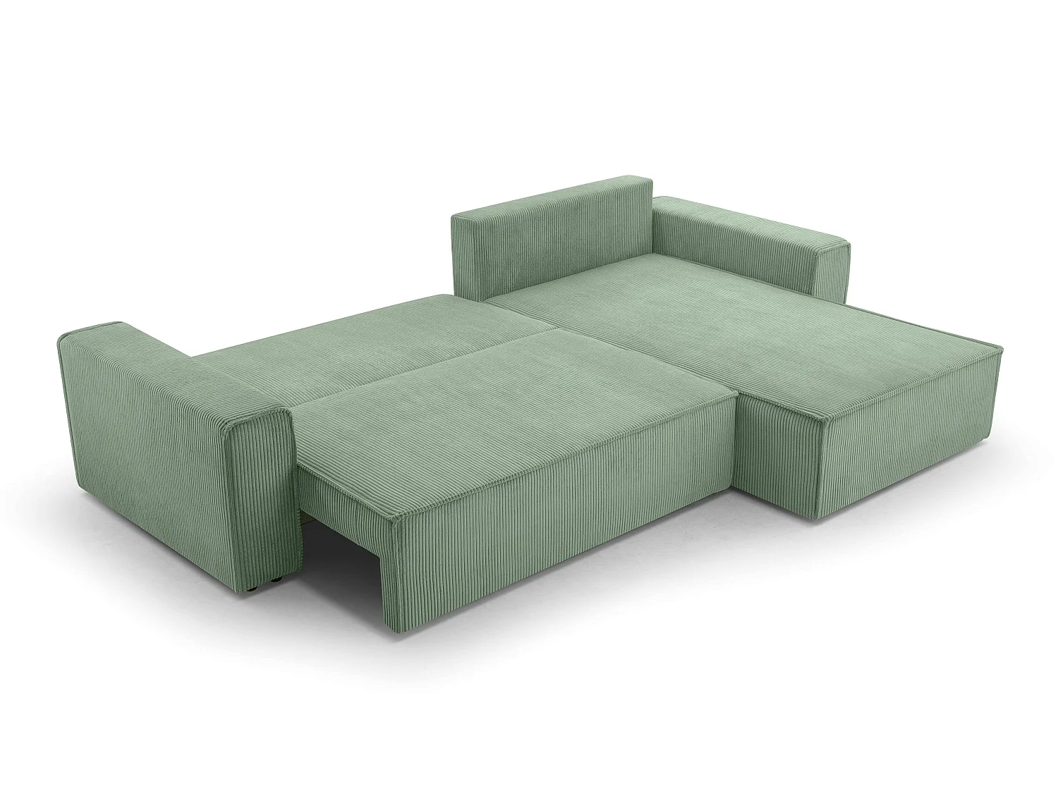 AX LIVING Cedria L hoekbank in saliegroen – 287 cm met slaapfunctie