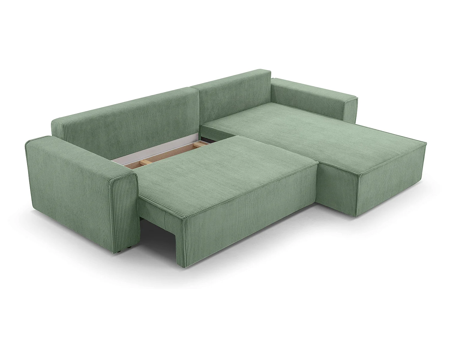 AX LIVING Cedria L hoekbank in saliegroen – 287 cm met slaapfunctie