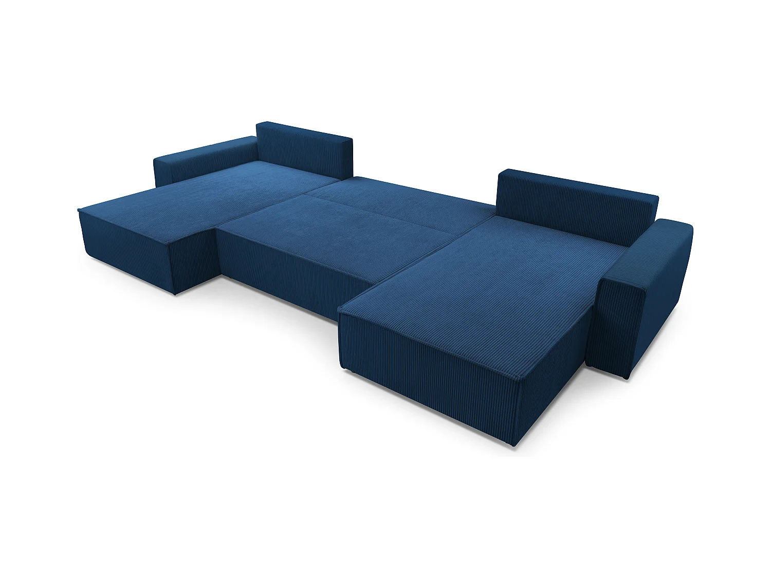 AX LIVING Cedria blauwe hoekbank U vorm – 389 cm met slaapfunctie