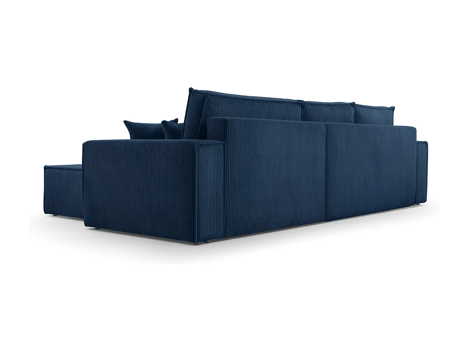 AX LIVING Canapé d’angle en velours côtelé bleu Cedria – 287 cm