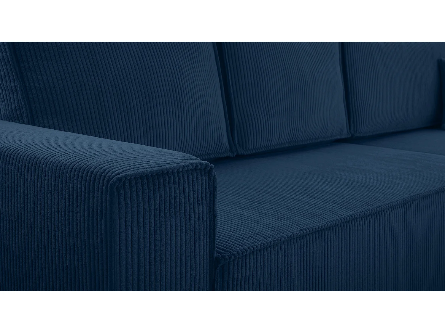 AX LIVING Canapé d’angle en velours côtelé bleu Cedria – 287 cm