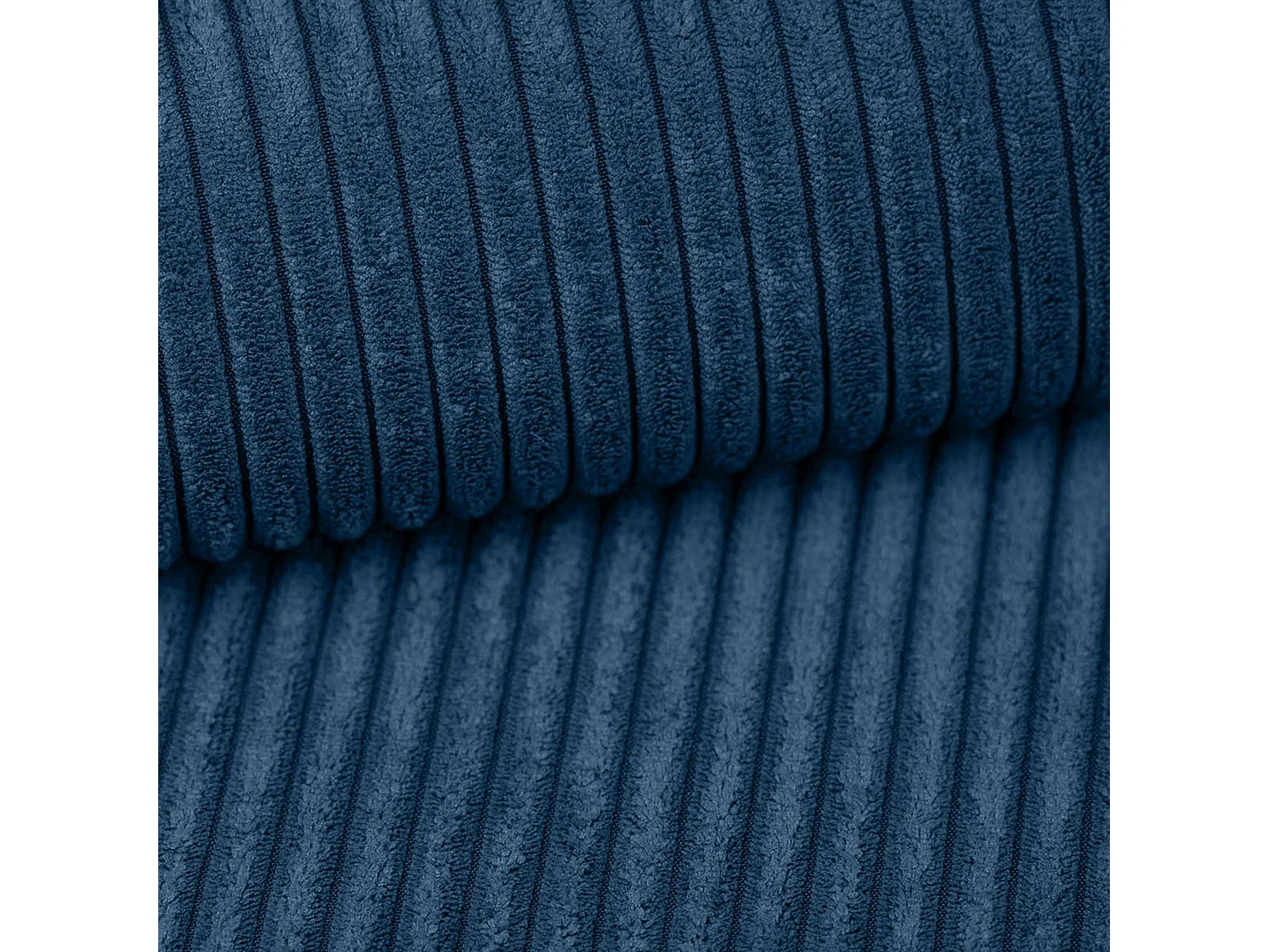 AX LIVING Canapé d’angle en velours côtelé bleu Cedria – 287 cm