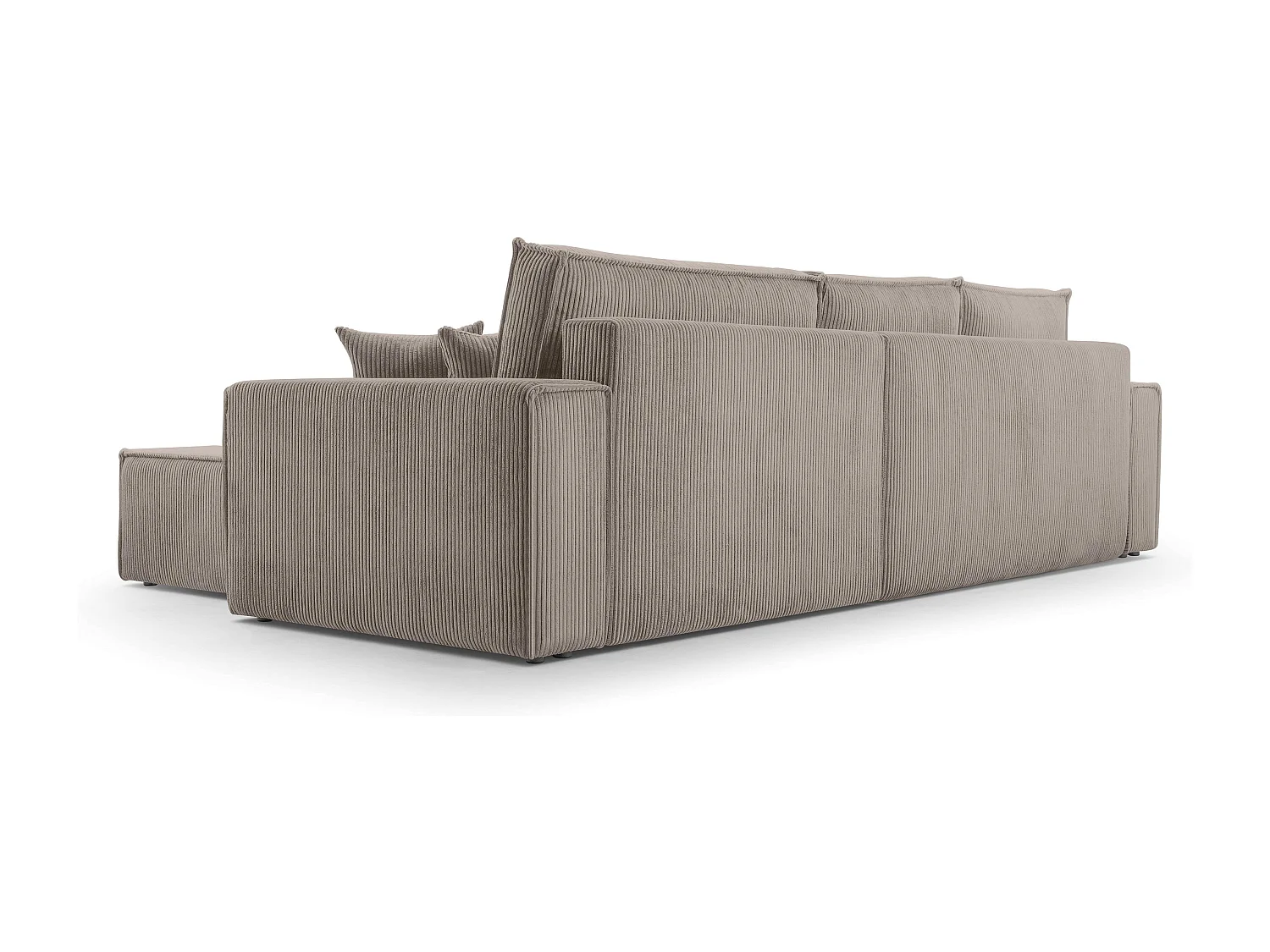 AX LIVING Canapé d’angle en velours côtelé Cedria – 287 cm Beige