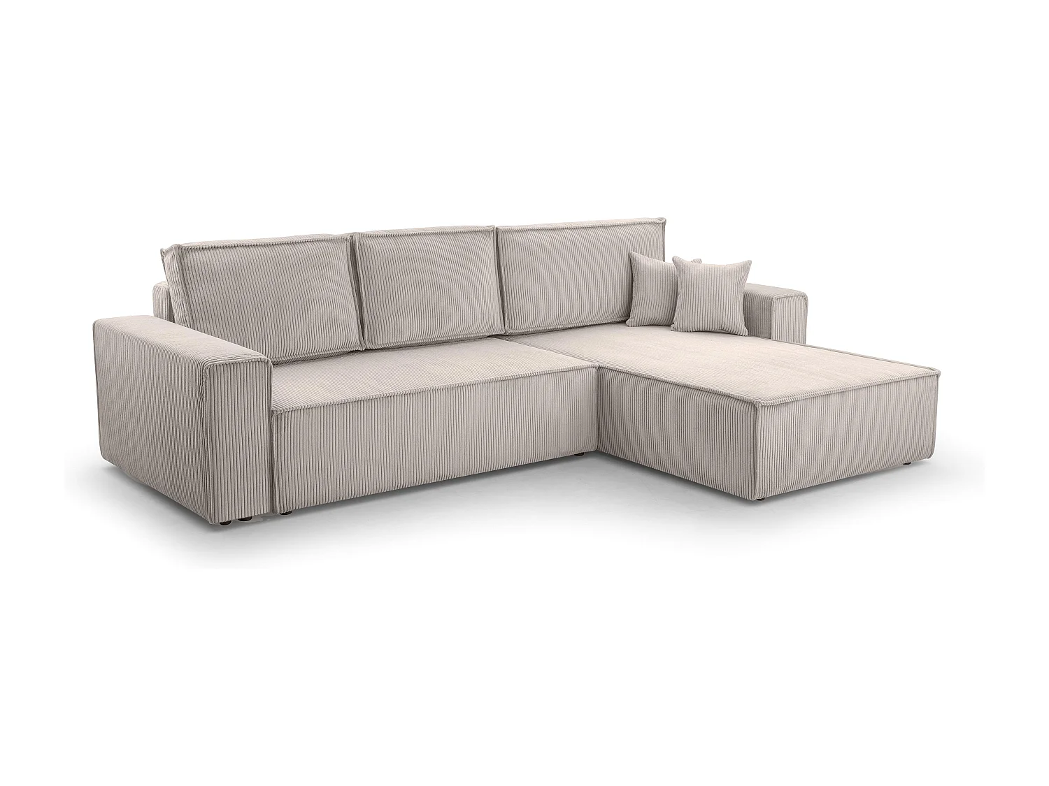 AX LIVING Canapé d’angle en velours côtelé blanc Cedria – 287 cm