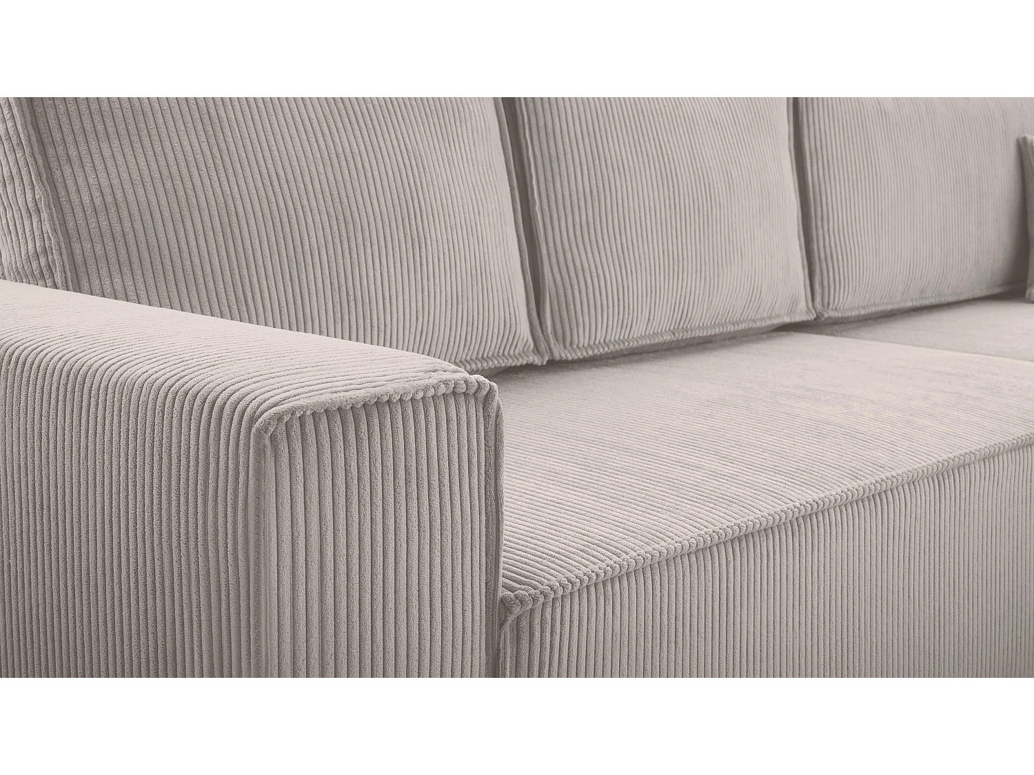 AX LIVING Canapé d’angle en velours côtelé blanc Cedria – 287 cm