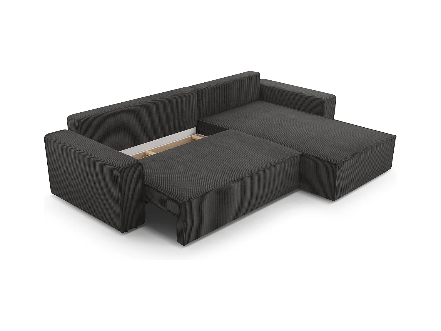 AX LIVING Dunkelgrau Cord Couch L Form – Cedria Wohnlandschaft 287cm