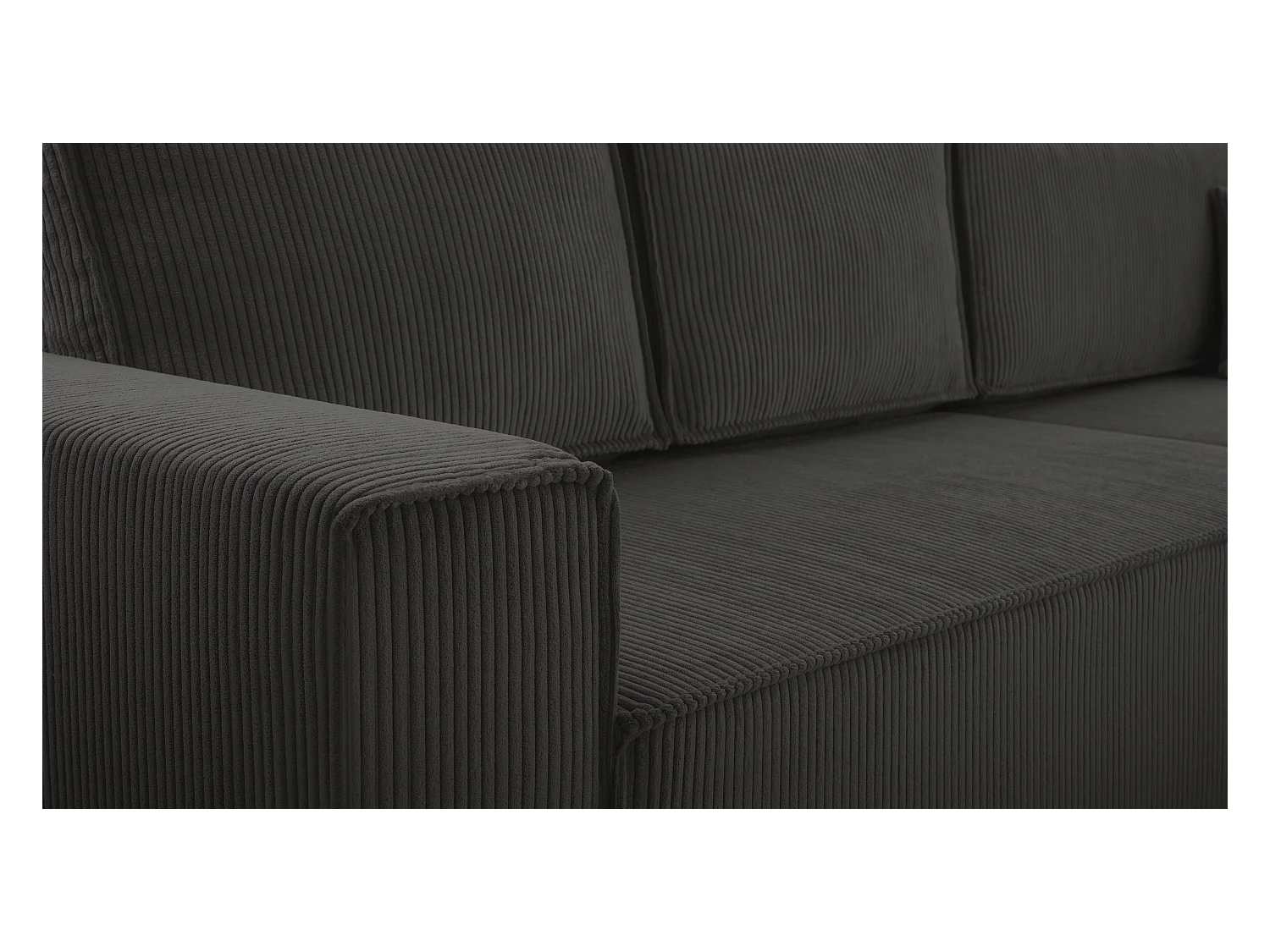 AX LIVING Dunkelgrau Cord Couch L Form – Cedria Wohnlandschaft 287cm