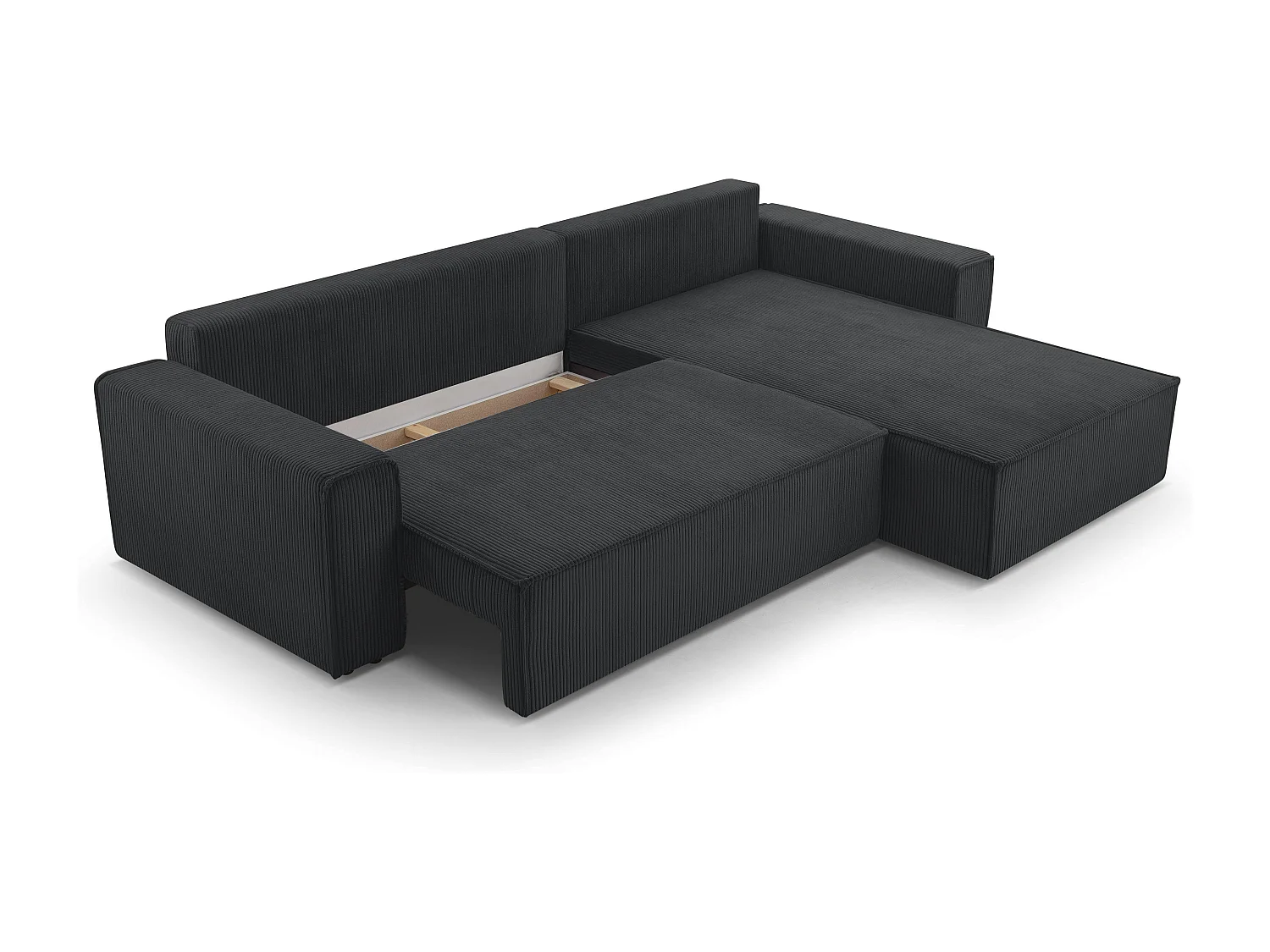 AX LIVING Cedria donkergrijze hoekbank – 287 cm met slaapfunctie