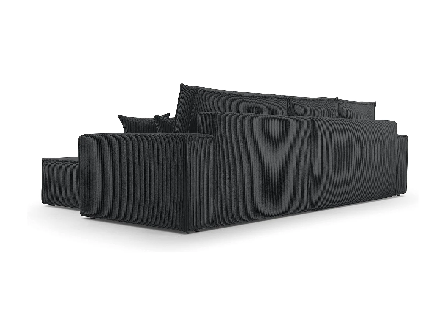 AX LIVING Canapé d’angle en velours côtelé gris foncé Cedria – 287 cm