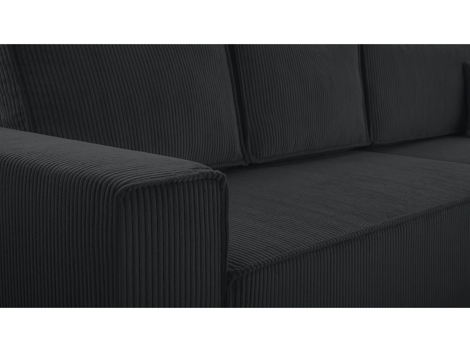 AX LIVING Canapé d’angle en velours côtelé gris foncé Cedria – 287 cm