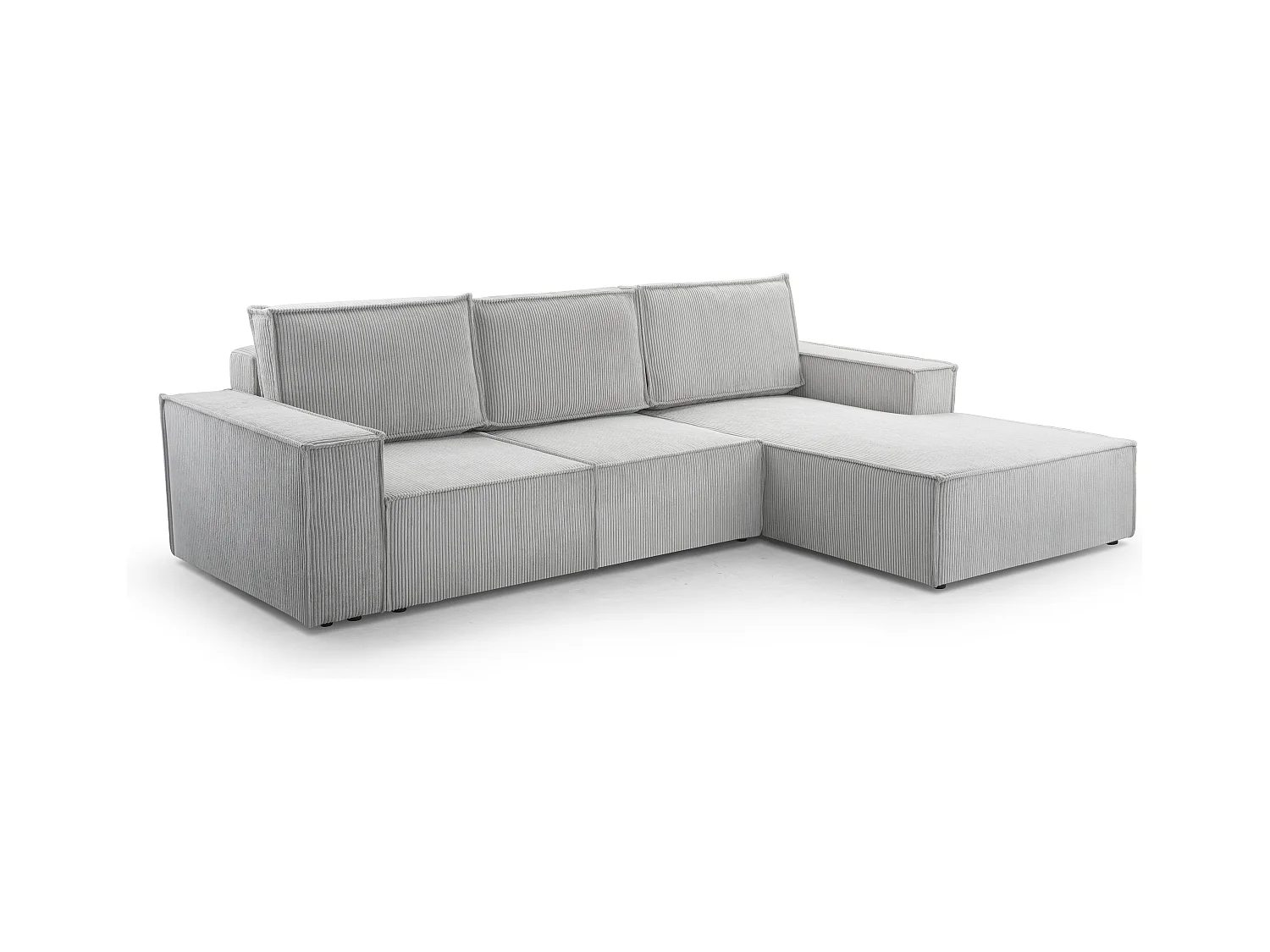 AX LIVING Cord Couch L Form – Cedria L+R Wohnlandschaft 287cm Hellgrau