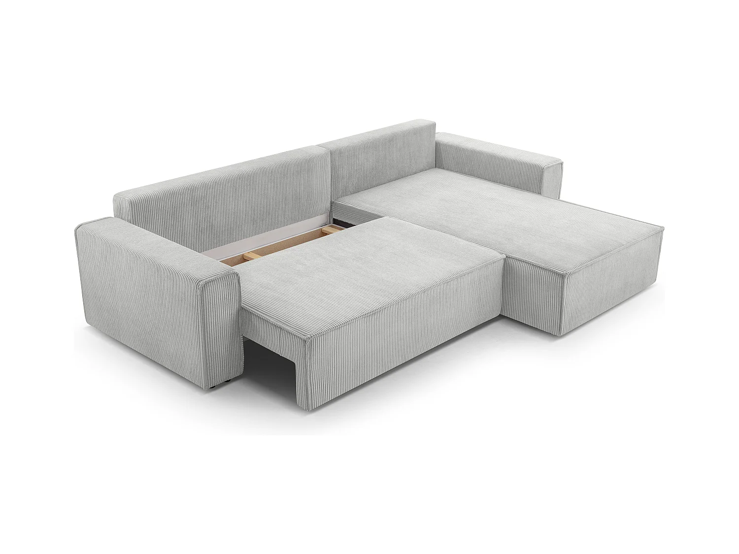 AX LIVING Cord Couch L Form – Cedria L+R Wohnlandschaft 287cm Hellgrau